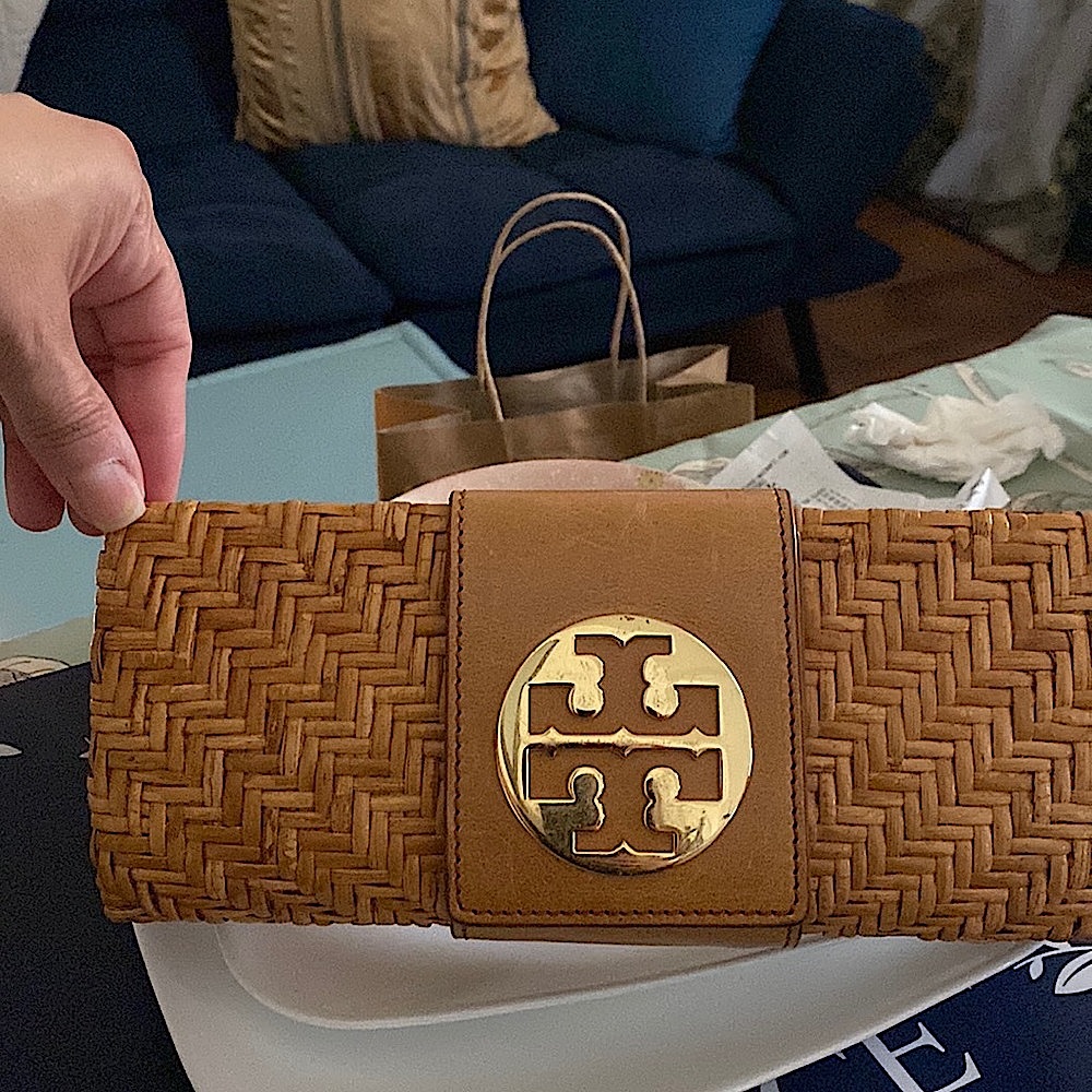 Tory Burch wicker clutch
